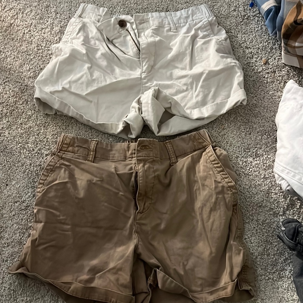 cargo shorts size small (two dark brown one light) 5 inch inseam